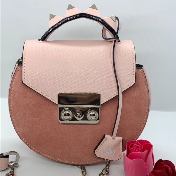 SALAR Handbags - SALAR Carol Mini Circle Leather Crossbody Bag